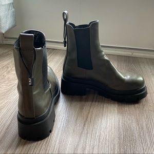 Zara green army combat boots